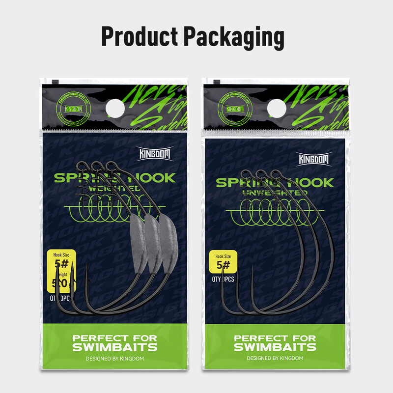 Kingdom Spring žvejybos kabliukai 3# 5# 6# 8# 10# Anglies plieno minkštas masalas Spring Lock žvejybos kabliukai