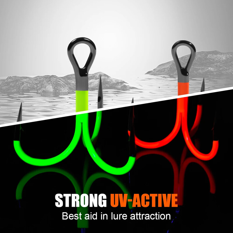 Spinpoler UV narančasta ribička udica Super snažna treble udica #1 #1/0 #2/0 Ugljični čelik Saltwater Bass Anticorrision udice