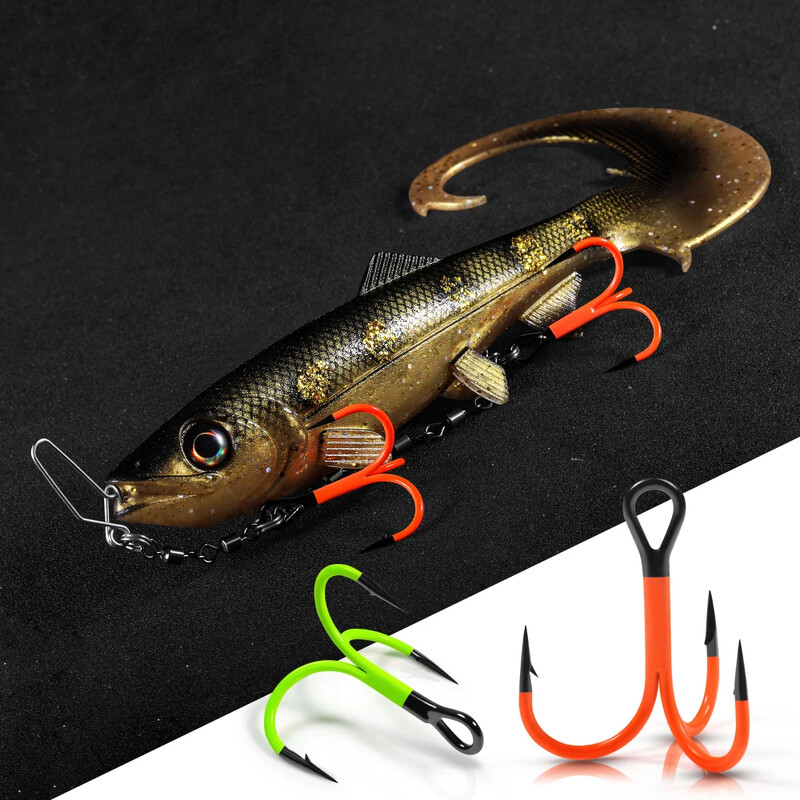 Spinpoler UV narančasta ribička udica Super snažna treble udica #1 #1/0 #2/0 Ugljični čelik Saltwater Bass Anticorrision udice
