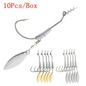 Jigové rybárske háčiky 2G 3G 4G rybárske háčiky 10 ks s poistným kolíkom Spin Lock pre mäkké rybárske návnady z háčikov z uhlíkovej ocele