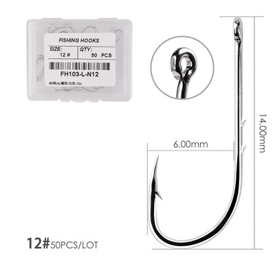Hosszú szárú horgok horgászathoz 50db/táska 1#-10# magas széntartalmú acél éles szöges eltolással keskeny csali horog horgászfelszerelés tartozékok