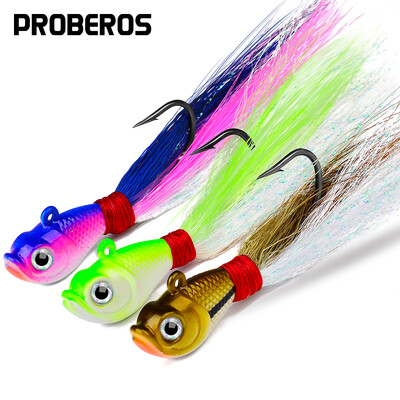 PROBEORS 1vnt Metalinis kietas masalas su plunksnomis, 5 spalvos 7g 14g 28g 42g 56g Jig Head Kabliukai minkštam masalui, Lauko žvejybos reikmenys