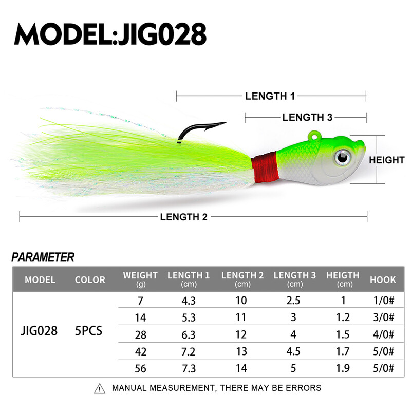 PROBEORS 1vnt Metalinis kietas masalas su plunksnomis, 5 spalvos 7g 14g 28g 42g 56g Jig Head Kabliukai minkštam masalui, Lauko žvejybos reikmenys