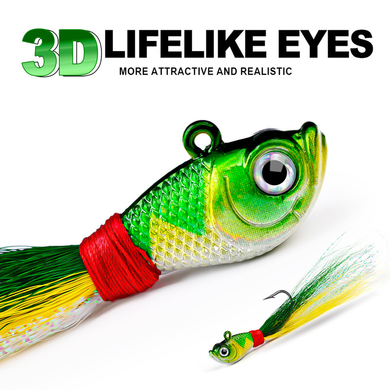 PROBEORS 1vnt Metalinis kietas masalas su plunksnomis, 5 spalvos 7g 14g 28g 42g 56g Jig Head Kabliukai minkštam masalui, Lauko žvejybos reikmenys