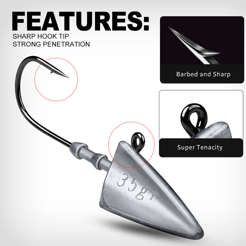 Háčiky JYJ s trojuholníkovou hlavicou 7g 10g 15g 21g 28g 35g Rybársky háčik typu lode s mäkkou jigovou hlavicou, jigová hlavica, rybárske potreby