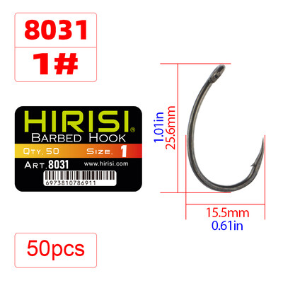 Hirisi 50 vnt PTFE dengtas daug anglies nerūdijančio plieno spygliuotas žuvies kabliukas su akių žvejybos priedais 8031