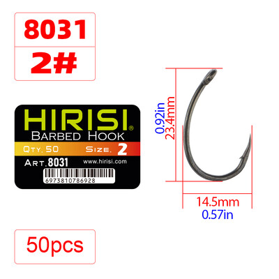 Hirisi 50 vnt PTFE dengtas daug anglies nerūdijančio plieno spygliuotas žuvies kabliukas su akių žvejybos priedais 8031