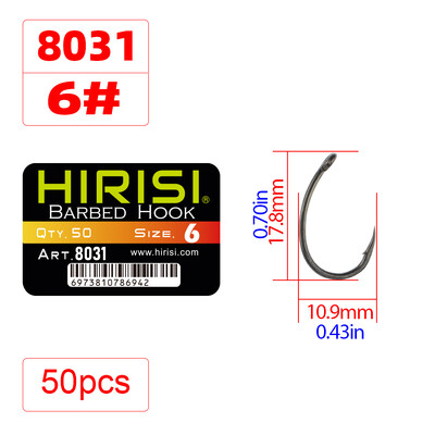 Hirisi 50 vnt PTFE dengtas daug anglies nerūdijančio plieno spygliuotas žuvies kabliukas su akių žvejybos priedais 8031