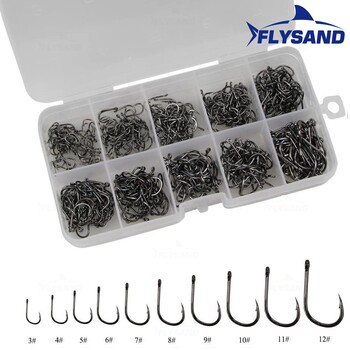 FLYSAND 100pcs/500pcs Αγκίστρια ψαρέματος από χάλυβα υψηλής περιεκτικότητας σε άνθρακα Μικτού μεγέθους Αγκαθωτό αγκίστρι για αγκίστρια Carp Fishing Jig Head Αξεσουάρ για ψάρεμα με μύγα