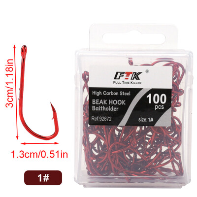 FTK raudoni žvejybos kabliukai spygliuoti žūklės masalai, snapas, gyvas masalas.