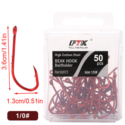 FTK raudoni žvejybos kabliukai spygliuoti žūklės masalai, snapas, gyvas masalas.