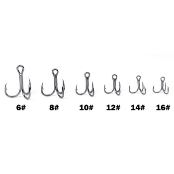 OUTKIT 10 бр. 3x BLOOD SLOT Силна супер остра кръгла кука за тройка Антикорозионна високовъглеродна стомана 10-18 # куки за тройка Риболовни принадлежности
