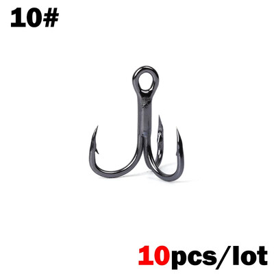 OUTKIT 10 vnt. 3x BLOOD SLOT Tvirtas labai aštrus apvalus treble kabliukas Antikorozinis daug anglies plienas 10-18# treble kabliukai žvejybos reikmenys