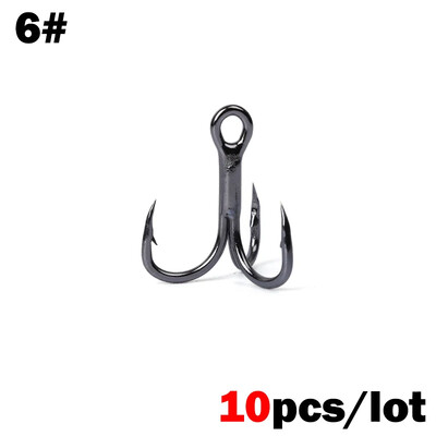 OUTKIT 10 vnt. 3x BLOOD SLOT Tvirtas labai aštrus apvalus treble kabliukas Antikorozinis daug anglies plienas 10-18# treble kabliukai žvejybos reikmenys