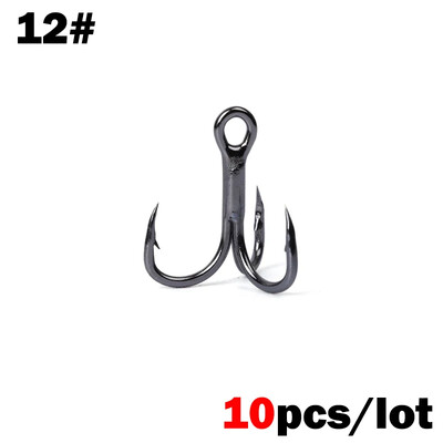 OUTKIT 10 vnt. 3x BLOOD SLOT Tvirtas labai aštrus apvalus treble kabliukas Antikorozinis daug anglies plienas 10-18# treble kabliukai žvejybos reikmenys