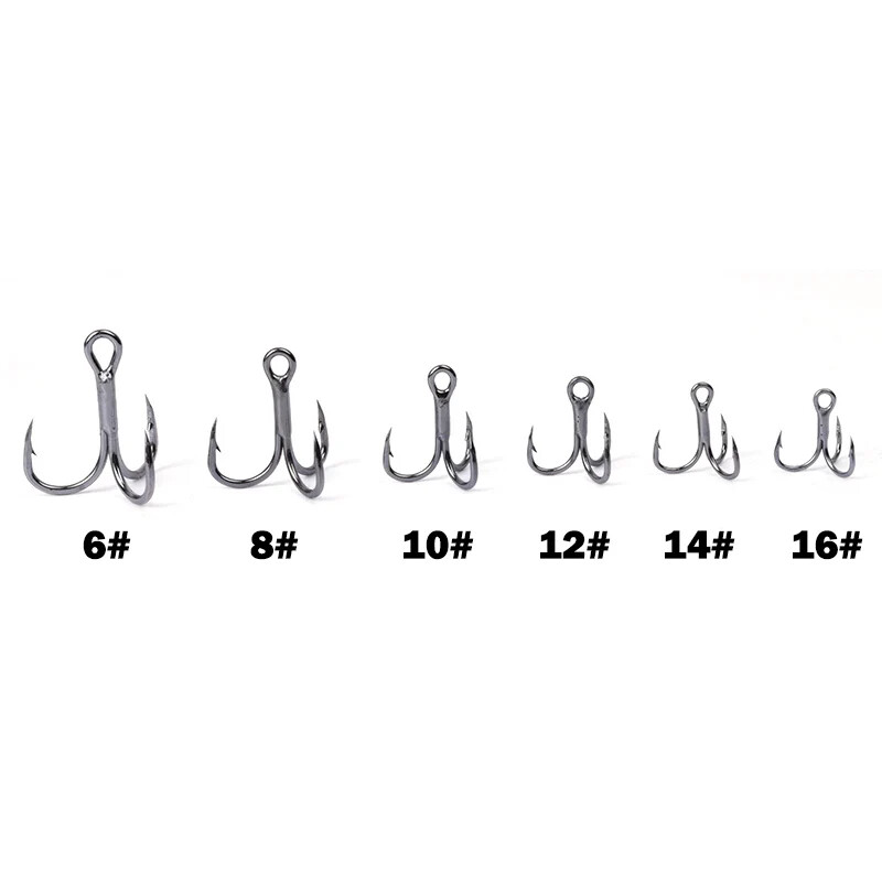 OUTKIT 10 vnt. 3x BLOOD SLOT Tvirtas labai aštrus apvalus treble kabliukas Antikorozinis daug anglies plienas 10-18# treble kabliukai žvejybos reikmenys