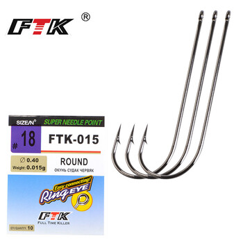 FTK Long Shank Fishing Hook Γάντζος ψαρέματος από υψηλό ανθρακούχο χάλυβα Μαύρος χρωμιωμένος δακτύλιος Marine Sharp Barbed Hook για αξεσουάρ ψαρέματος