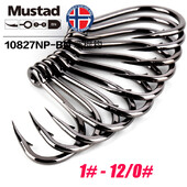 Mustad Norway Origin tengeri horgászhorog Super Power Big Size Hoodlum Fish Hooks,1#-12/0#,10827NP-BN