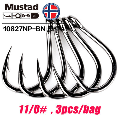 Mustad Norway Origin tengeri horgászhorog Super Power Big Size Hoodlum Fish Hooks,1#-12/0#,10827NP-BN