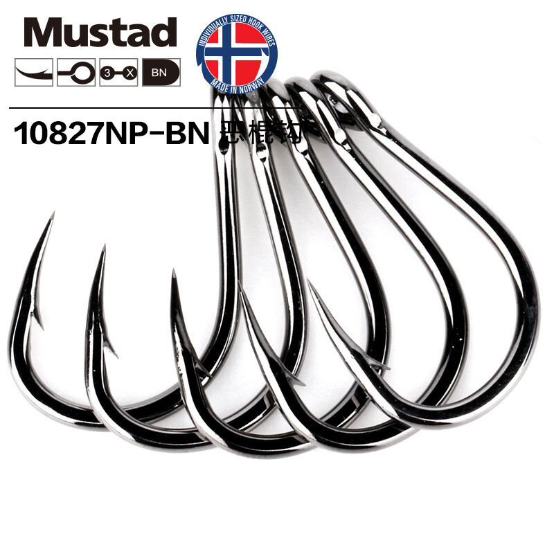 Mustad Norway Origin tengeri horgászhorog Super Power Big Size Hoodlum Fish Hooks,1#-12/0#,10827NP-BN