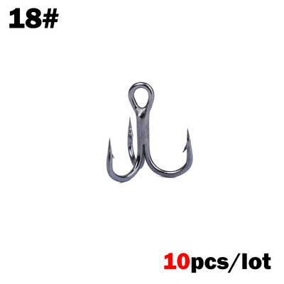 Új, 10db 3x erős Super Sharp Round Treble Hook Rozsdamentes nagy széntartalmú acél 10-18# Sea Treble Hooks horgászfelszerelés