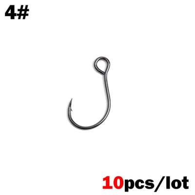 OUTKIT 10 buc pentru molucă de pescuit cârlig de rezervă ORIGIN S55m cârlige unice pentru pește în linie cu ochi mari, dimensiune 6 8 10 12, oțel cu conținut ridicat de carbon