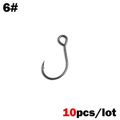 OUTKIT 10 buc pentru molucă de pescuit cârlig de rezervă ORIGIN S55m cârlige unice pentru pește în linie cu ochi mari, dimensiune 6 8 10 12, oțel cu conținut ridicat de carbon
