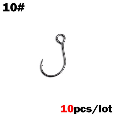 OUTKIT 10 buc pentru molucă de pescuit cârlig de rezervă ORIGIN S55m cârlige unice pentru pește în linie cu ochi mari, dimensiune 6 8 10 12, oțel cu conținut ridicat de carbon