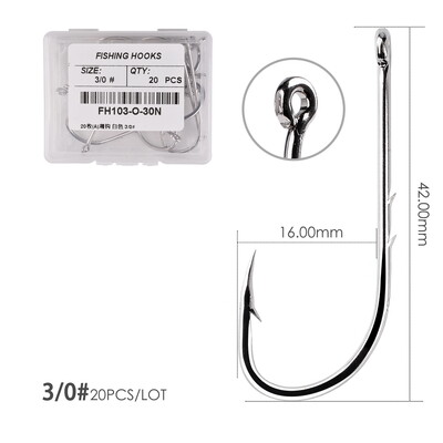 20 kom / Kutija Bodljikave velike udice za pecanje 1/0#-6/0# Set udica s jednim krugom za šarane morske gliste Pribor za mušičarenje Udica