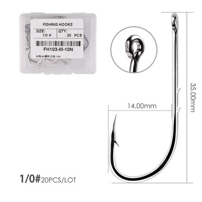 20 kom / Kutija Bodljikave velike udice za pecanje 1/0#-6/0# Set udica s jednim krugom za šarane morske gliste Pribor za mušičarenje Udica