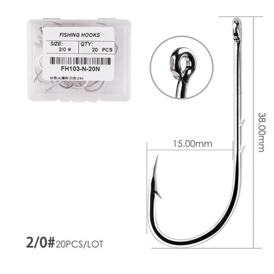 20 kom / Kutija Bodljikave velike udice za pecanje 1/0#-6/0# Set udica s jednim krugom za šarane morske gliste Pribor za mušičarenje Udica