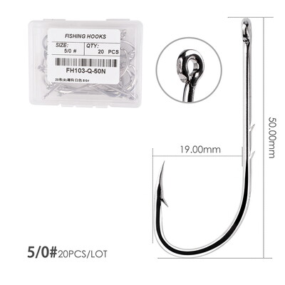 20 kom / Kutija Bodljikave velike udice za pecanje 1/0#-6/0# Set udica s jednim krugom za šarane morske gliste Pribor za mušičarenje Udica