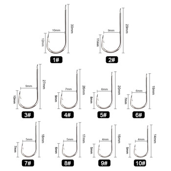 FTK Barbed Fish Hook Fishhook 100PCS/LOT Μέγεθος1#-Μέγεθος10# Ανθρακούχο ατσάλι Jigging Carp Anzol Fishhooks Είδη ψαρέματος