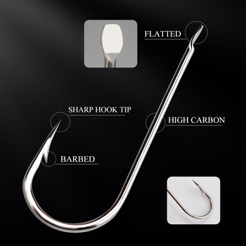 FTK Barbed Fish Hook Fishhook 100PCS/LOT Μέγεθος1#-Μέγεθος10# Ανθρακούχο ατσάλι Jigging Carp Anzol Fishhooks Είδη ψαρέματος