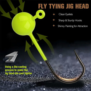 50 τμχ/παρτίδα Micro Jig Head Fishing Hook 0,45/1g Fishing Hook Mini Crank Jig Fishhook Soft Lure Fishing Tackle Αξεσουάρ Εργαλεία