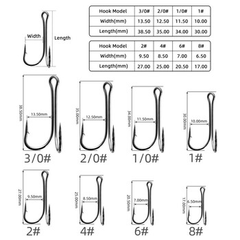 Sea.Yolo 10Pcs Lure Fishing Hook High Carbon Steel Double Hooks Barbs Fishing Goods Γάντζοι σκουληκιών για αξεσουάρ ψαρέματος μπάσου κυπρίνου