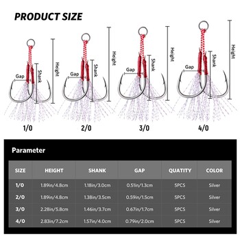 Goture 5τμχ/παρτίδα Ανθρακούχο ατσάλι Διπλοί γάντζοι #1 #2 #3 #4 Δυνατά άγκιστρα ψαρέματος Γάντζοι κουταλιού με ευαίσθητα φτερά Είδη ψαρέματος