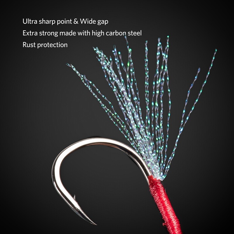 Goture 5 ks/lot dvojitých háčikov z uhlíkovej ocele #1 #2 #3 #4 silné rybárske háčiky, lyžičky s jemným perím, rybárske potreby