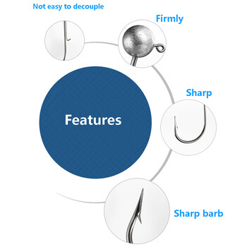 JYJ 10 τμχ/παρτίδα γάντζο ψαρέματος με στρογγυλή κεφαλή για χύτευση με μαλακό δόλωμα σκουληκιού για ψάρεμα λαβράκι