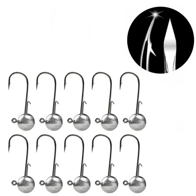 JYJ 10 ks/sada okrúhlych rybárskych jigových háčikov na nahadzovanie s mäkkou návnadou na lov ostriežov
