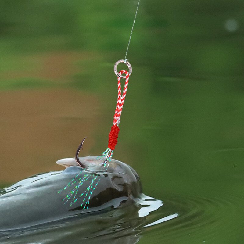 10 ks/sada uhlíkových oceľových liatych jigových rybárskych háčikov s niťou, pierkovou návnadou, rybárskymi potrebami na pomalé jiggingové návnady, príslušenstvom