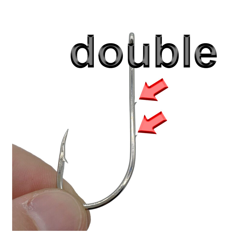 50 ks dvojitý zadný tŕň, zahnutý rybársky háčik, dlhá rukoväť, trubica, morský rybársky háčik, protihrot s krúžkom, háčik s krivou ústnou stranou