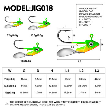 5 τμχ Άγκιστρα υψηλής απόδοσης Lead Jig Head Crank για μαλακό σκουλήκι Wobbler Lure Fishing - 7g έως 15g - για να πιάσετε περισσότερα ψάρια