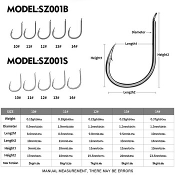 100 τμχ Ισχυρό γάντζο 10 #-14 # Άγκιστρα για ψάρεμα θαλασσινού νερού, Υψηλή αντοχή και αντοχή στη διάβρωση Αξεσουάρ θαλάσσιου ψαρέματος