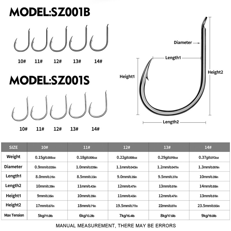 100 buc cârlig puternic 10 #-14 # cârlige de pescuit cu apă sărată, rezistență ridicată și rezistență la coroziune Accesorii pentru pescuit în mare