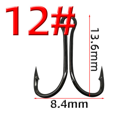 50 komada Dvostruka udica za pecanje, ručica od ugljičnog čelika, bodljikava udica za pecanje šarana, vezanje mušica, meki mamac, dodaci za ribu