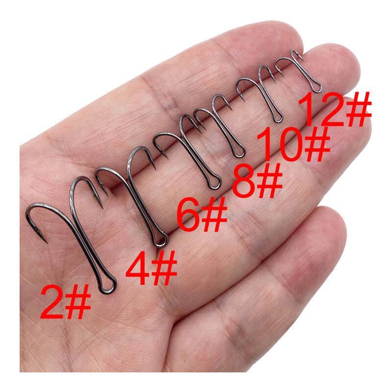 50 komada Dvostruka udica za pecanje, ručica od ugljičnog čelika, bodljikava udica za pecanje šarana, vezanje mušica, meki mamac, dodaci za ribu