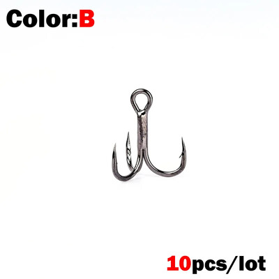 OUTKIT 10 vnt 4x stiprus Super Sharp Apvalus Treble Hook Antikorozinis daug anglies plieno 2 4 6 8# Sea Treble Hooks žvejybos reikmenys