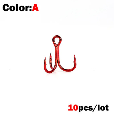 OUTKIT 10 vnt 4x stiprus Super Sharp Apvalus Treble Hook Antikorozinis daug anglies plieno 2 4 6 8# Sea Treble Hooks žvejybos reikmenys
