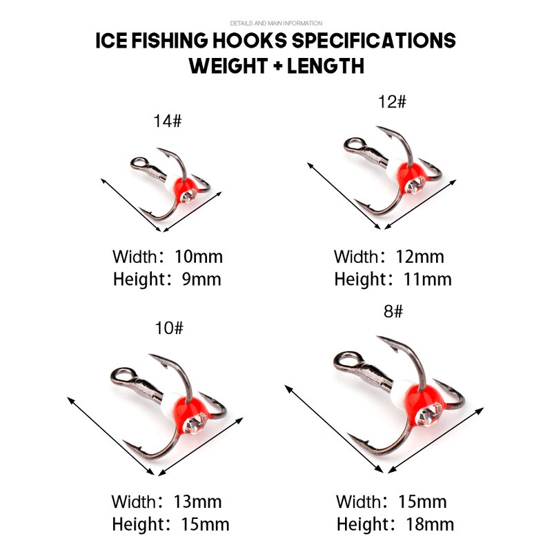 VTAVTA 5vnt./Dėžutė 8# 10# 12# 14# Žieminės žūklės kabliukai Didelės anglies plieno kabliukai Balansuotojams Poledinės žiemos žūklės reikmenys
